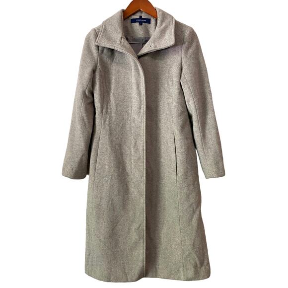 NWOT Cole Haan Women's Minimal Wool Blend Car Coat US 2 Light Gray Long Winter - Picture 6 of 13
